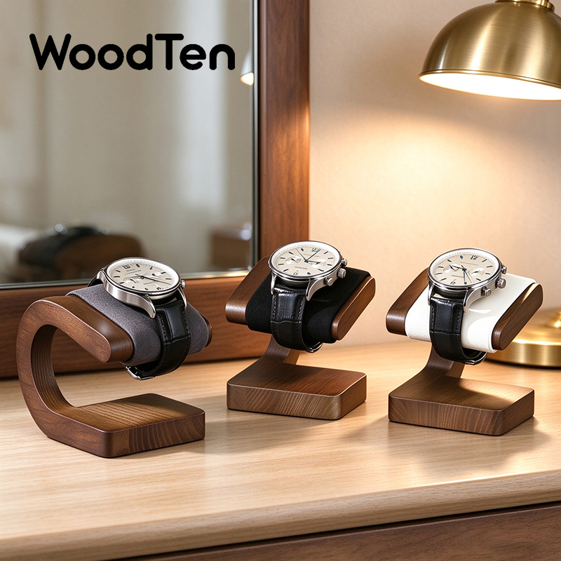 Jewelry And Watches Inc - WoodTen ขาตั้งโชว์นาฬิกาใหม่ ทำจากไม้วอลนัท ที่จัดเก็บนาฬิกา สร้อยข้อมือ และเครื่องประดับ